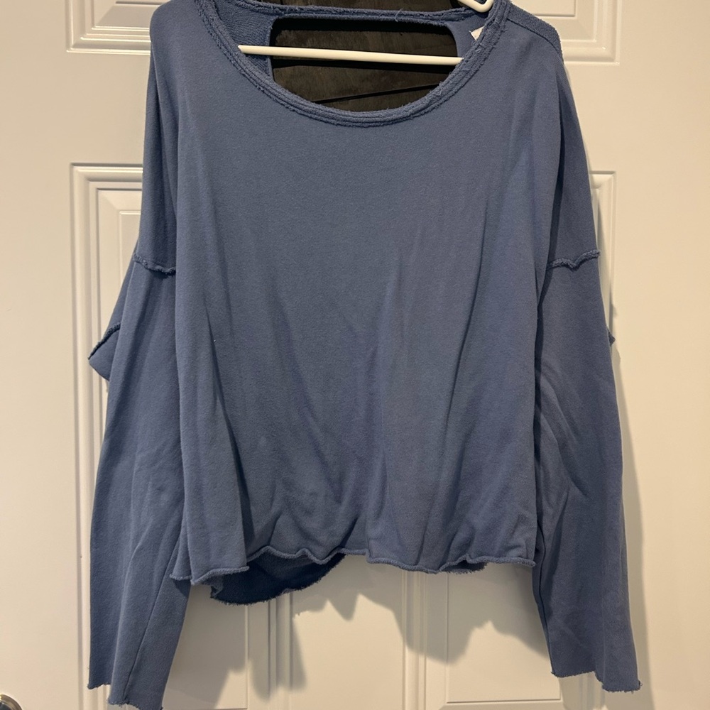 aerie Women's Blue Open Back Long Sleeve